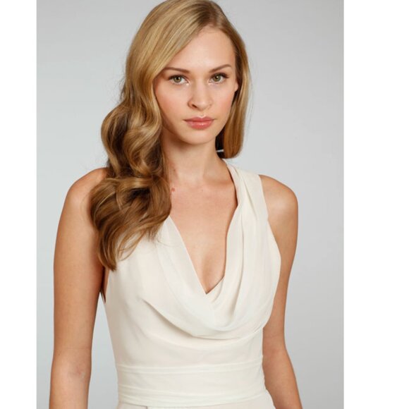 Jim Hjelm Occasions bridesmaid ivory maxi dress (bridal size 10 street size 6) - Picture 3 of 7